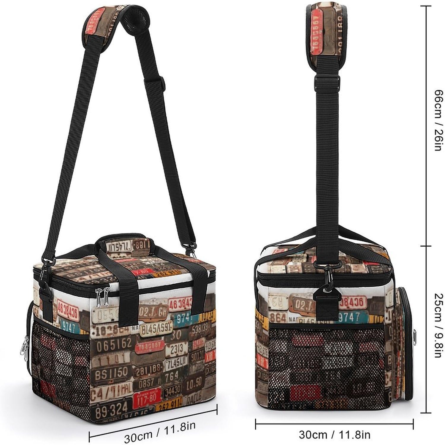 Old License Plate Cooler Bag Portable Insulated Lunch Bags Leakproof Ice Chest Large Capacity Soft Cooler Tote for Picnic Camping Work Travel Keep Food Drinks Fresh 22.5L