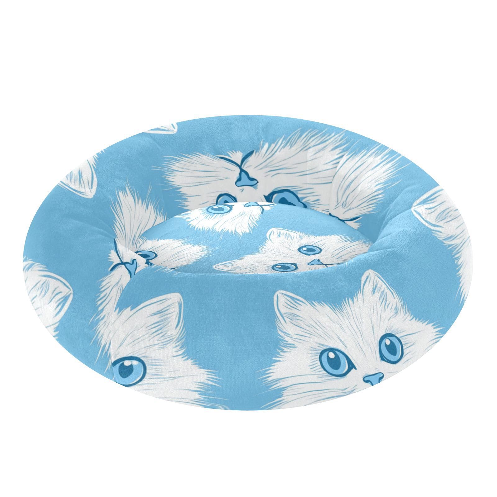 Lit pour chien bleu motif chat S idéal pour le repos au salon ou en voyage en voiture
