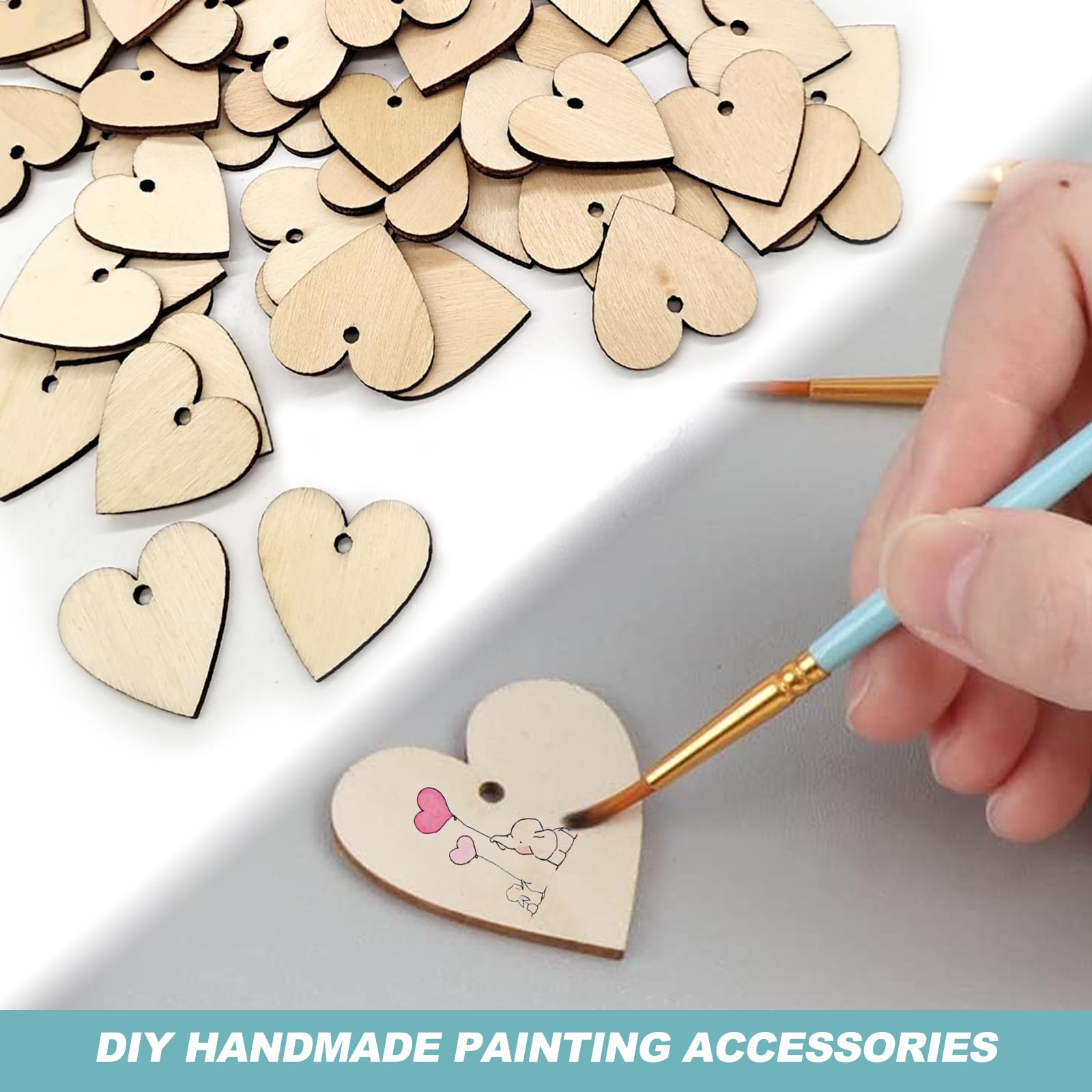 100 Stück Holzherzen Zum Basteln - Mit Juteschnur Für Hochzeitsdeko & Beschriftung