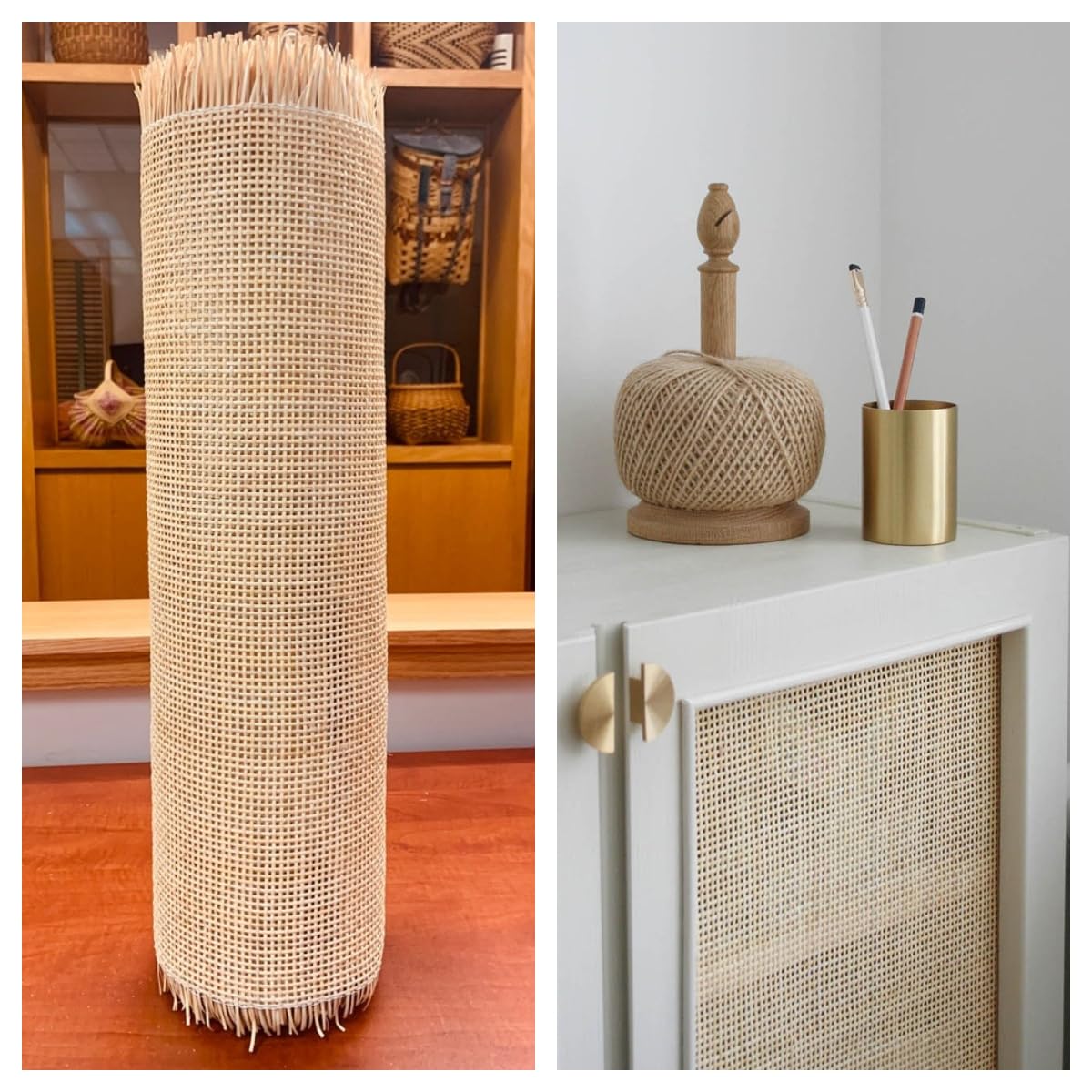 Natürliches Rattan, Wiener Geflecht Meterware, Wiener Geflecht Rattan Meterware, 60 x 250cm Rattan Geflecht, Rattan-Gurtband lampenschirm Rattan Rolle, Cane webbing DIY Deko Stuhl Upcycling-Möbel