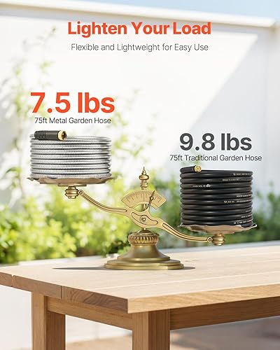 Miniatura 4 de VEVOR Manguera de jardín de metal de 75 pies, manguera de agua de acero inoxidable a prueba de óxido, manguera de patio trasero resistente con