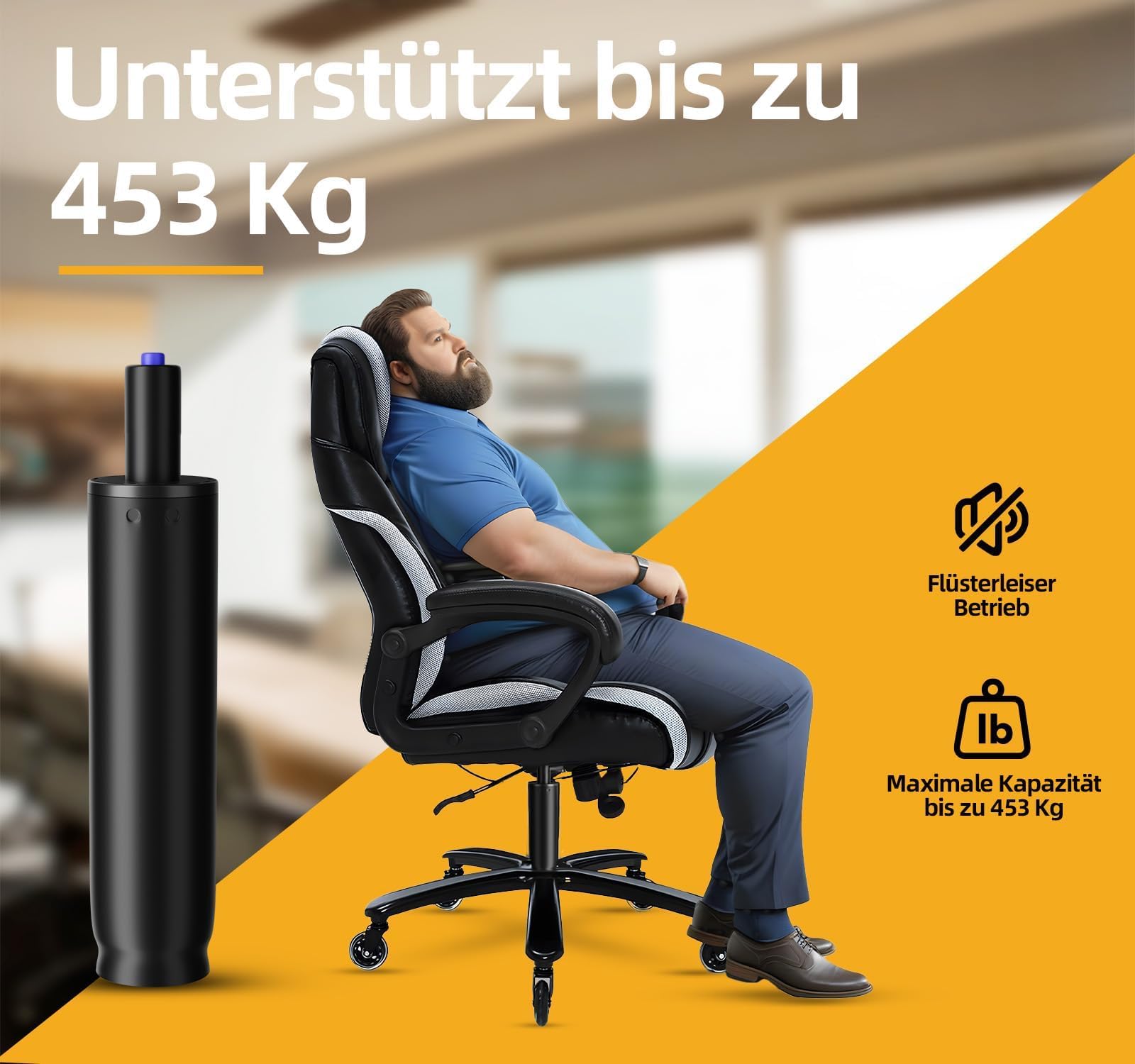 Mastery Mart Zamiennik sprężyny gazowej cylindra, ze sprężyną gazową 251 mm – 346 mm do krzeseł biurowych, rękawic, narzędzia do usuwania cylindrów, wałków zaciskowych (28 mm), długie śruby, klucz