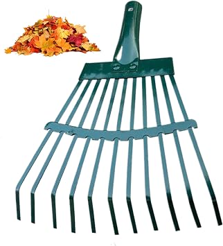 11-Tooth Leveling Rake Head Replacement, Heavy Duty Steel Garden Rake for Lawn Care, Compact & Practical Metal Rake for Fallen Leaves
