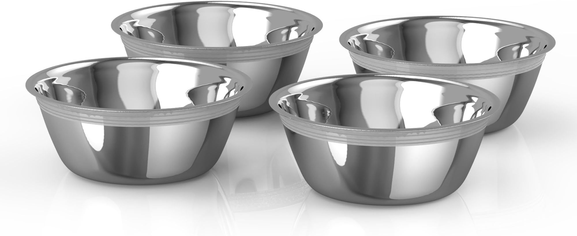 Pawfect Pets Elevated Pet Feeder Replacement Bowl Set for 7" & 12" Tall Feeders, Set Includes 3 x 48oz and 1 x 32oz Stainless Steel Bowls, 7.5" Diameter