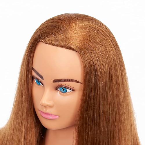 Miniatura 11 de Hairingrid Cabeza de maniquí de 20 a 22 pulgadas, 100% cabello humano, peluquero, cosmetología, maniquí, cabeza de entrenamiento, cabello y soporte