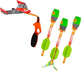 Zing Launching Combo Fun Pack, Includes 2 Sky Ripperz (Fly up to 250 Ft), 1 Sky Ripperz Heli Howler (Fly up to 150 Ft), 1 Sky Gliderz (Loops & Glides 120 Ft) and 1 Rip Zip Launcher, for Ages 8 and Up