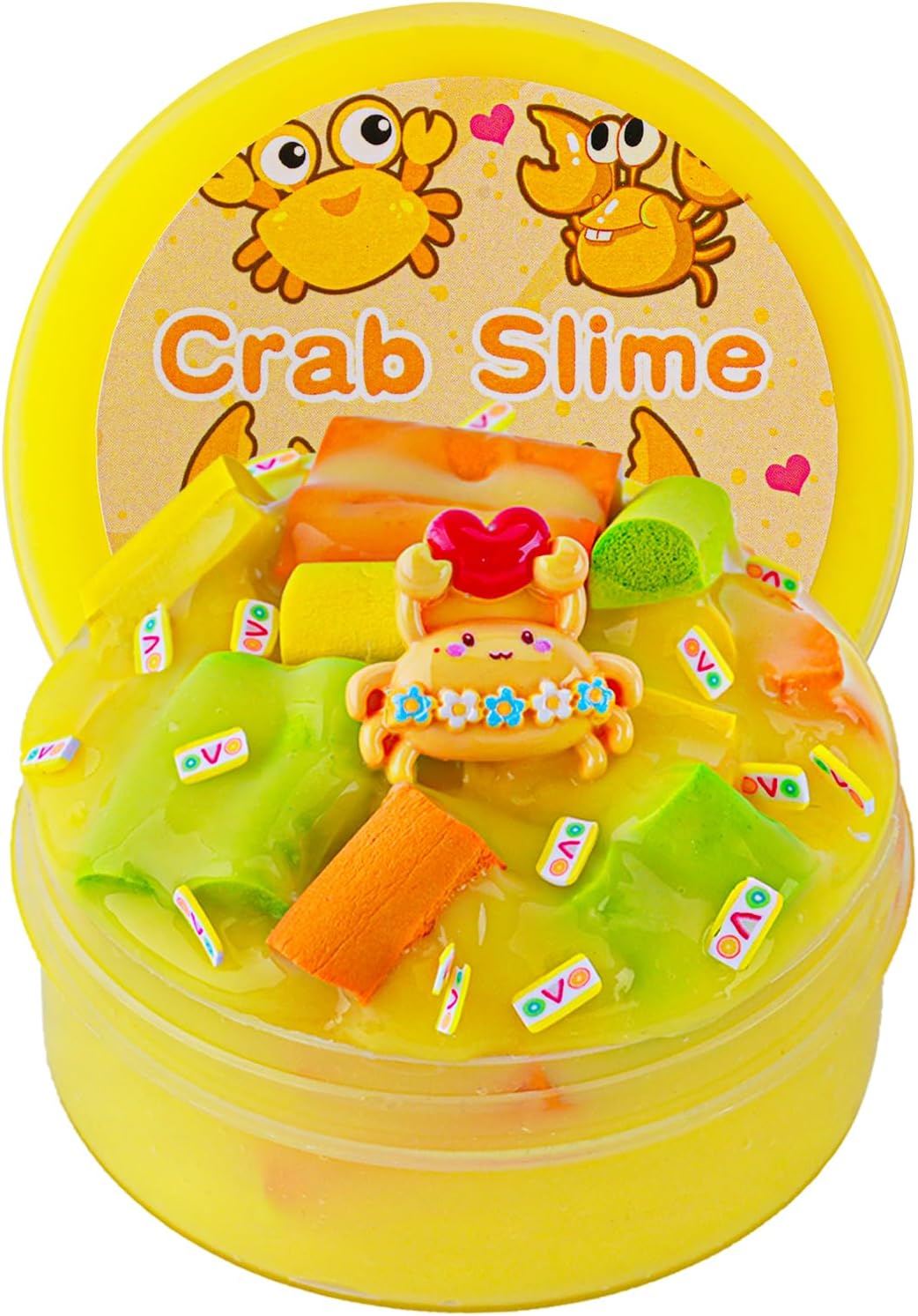 Crab Yellow Foam Chunks Slime - Stretchy & Non-Sticky Crunchy Slime Party Favors for Kids, Sensory Toys, Gift for Girls & Boys