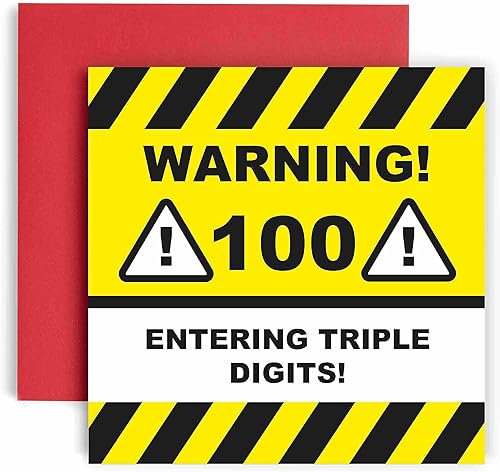 Huxters Tarjeta de cumpleaños número 100 para él, divertidas tarjetas de cumpleaños para hombres, divertida tarjeta de cumpleaños de advertencia de