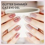 SUPWEE 2PCS 15ML Magnetic Cat Eye Gel Nail Polish, Nue Rose Cateye Gel Polish Crystal Glitter Shimmer Effect Tremp Off Manucure