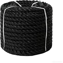 RIOOP Twisted Polyethylene Rope, 1/2 Inch x 100 ft Black Utility Rope | Heavy Duty 3100 lbs Breaking Strength for Outdoor, Gardening, Landscaping, Camping, Marine, Sailing and Swing