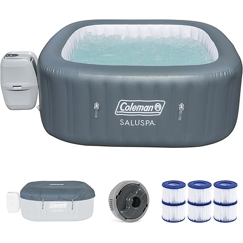 Coleman SaluSpa Hawaii AirJet Inflatable Hot Tub Spa with 140 Bubble Jets, 12-Pack Type VI Filter Cartridges, 71" x 71" x 28"