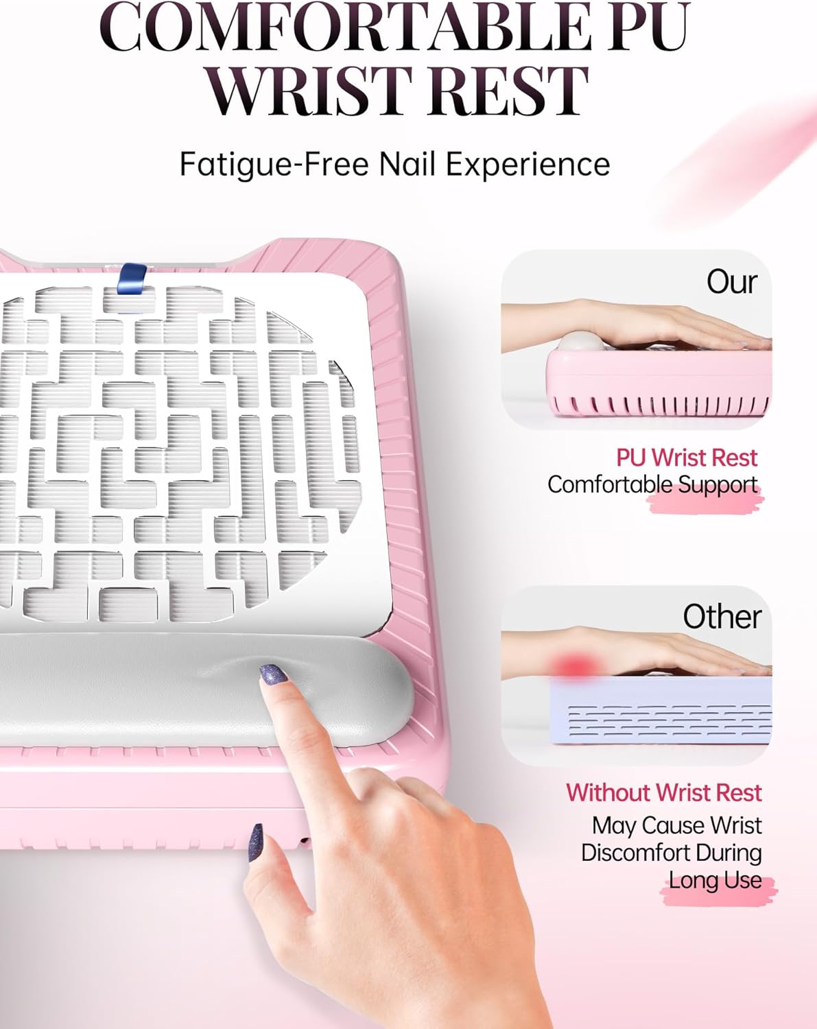 krofaue 36W Portable Nail Dryer with Auto-Sensing & Nail Dust Collector with Arm Rest