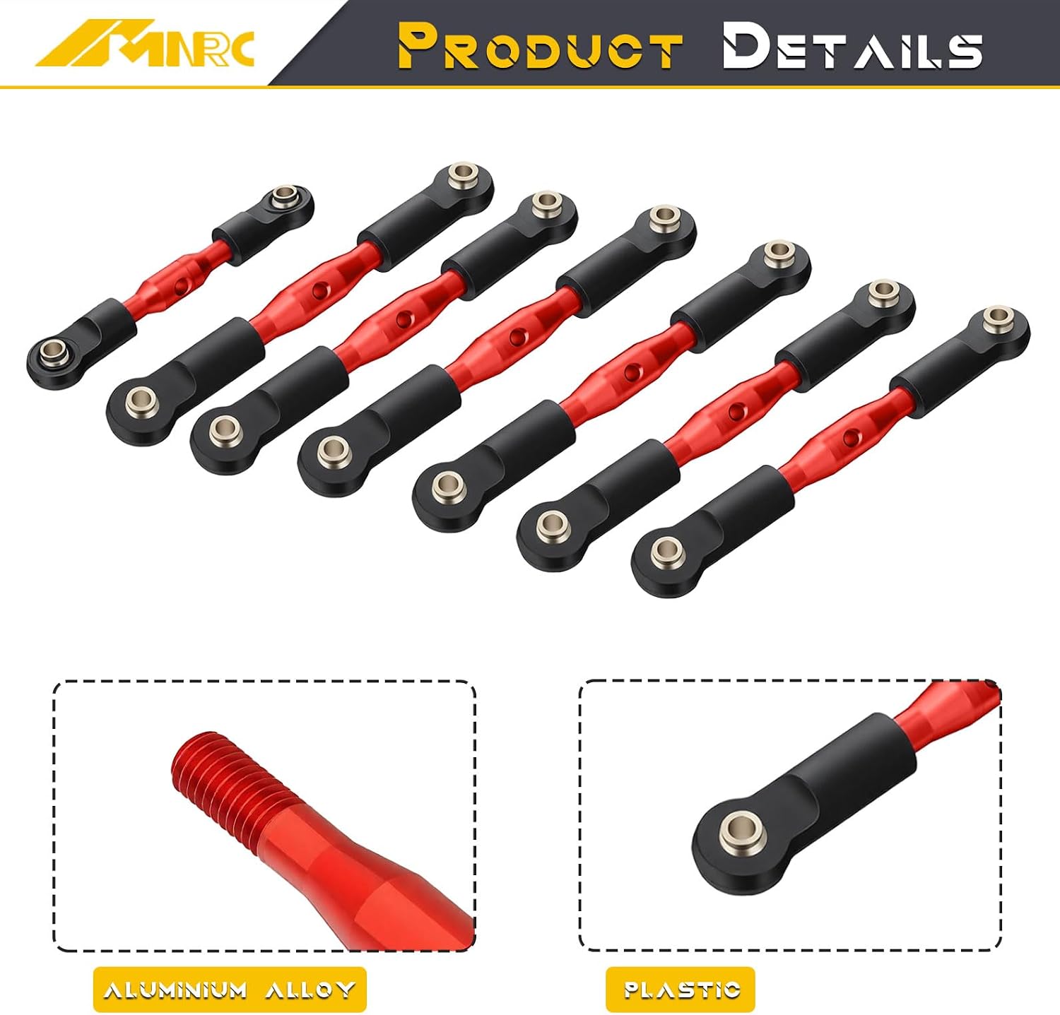 Alum Blod Turnbuckles Toe Camber Links Kit Compatible with 1/10 Slash 2WD/Stampede 2WD/Rustler 2WD/Bandit 2WD Series Upgrades Part Red