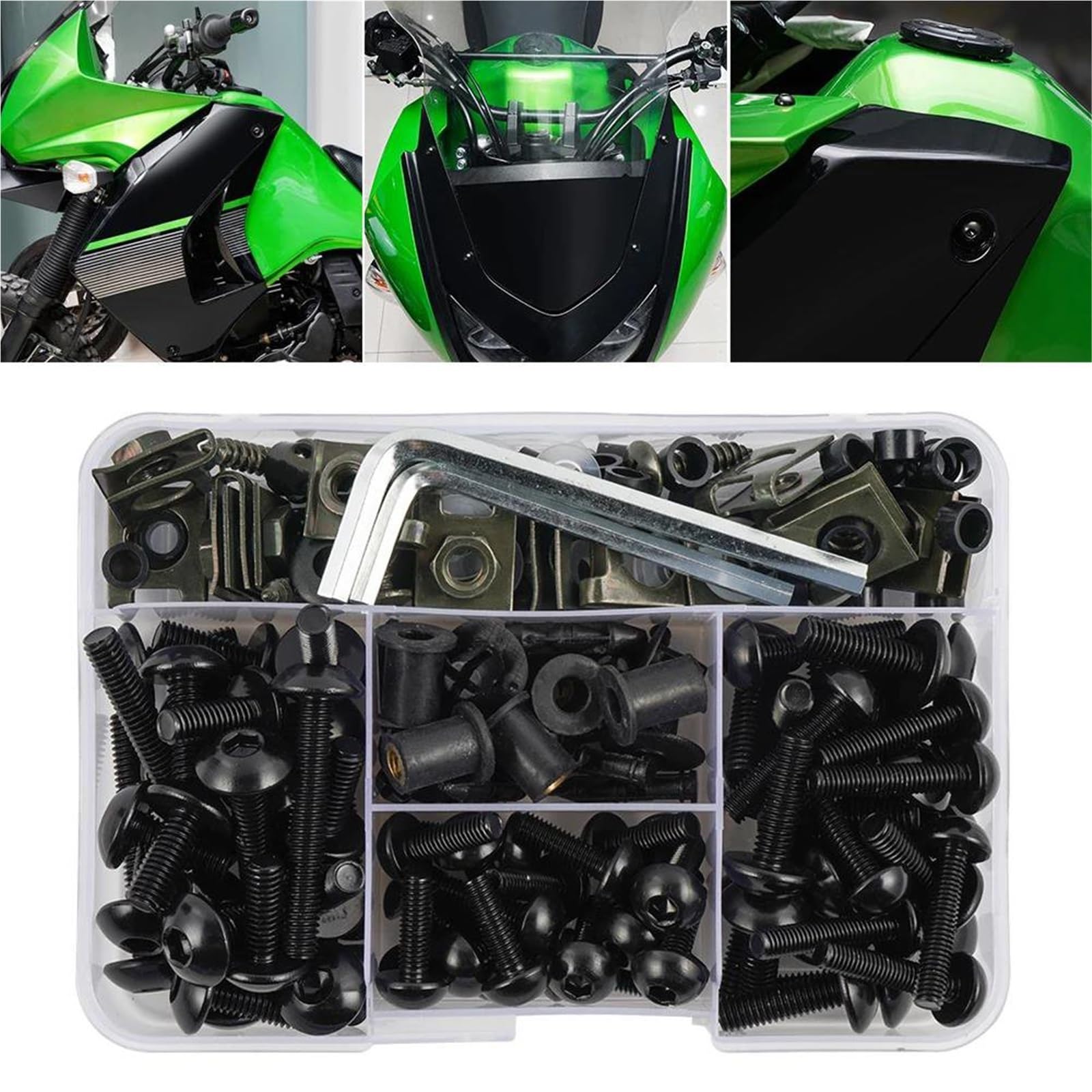 Dadi Per Parabrezza Moto Viti Kit Di Bulloni Per Carenatura Da 190 Pezzi Per CBR1000F Per CBR1000RR Per CBR125R Per CBR500R Per CBR600 F F2 F3 F4 F4i Bulloni Viti Dadi Clip(Verde)