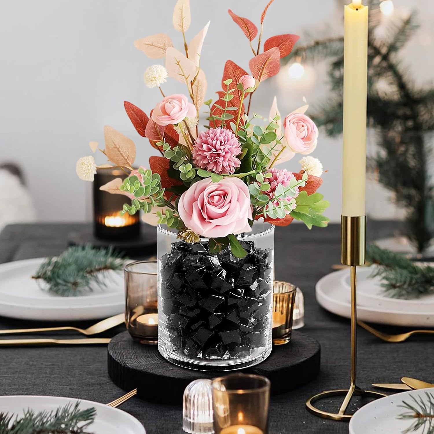 Condition photo showing New/Like New for fake ice cubes,210 pcs black rocks for vases,17 * 22 mm plastic diamonds,plastic ice cubes vase fillers for centerpieces