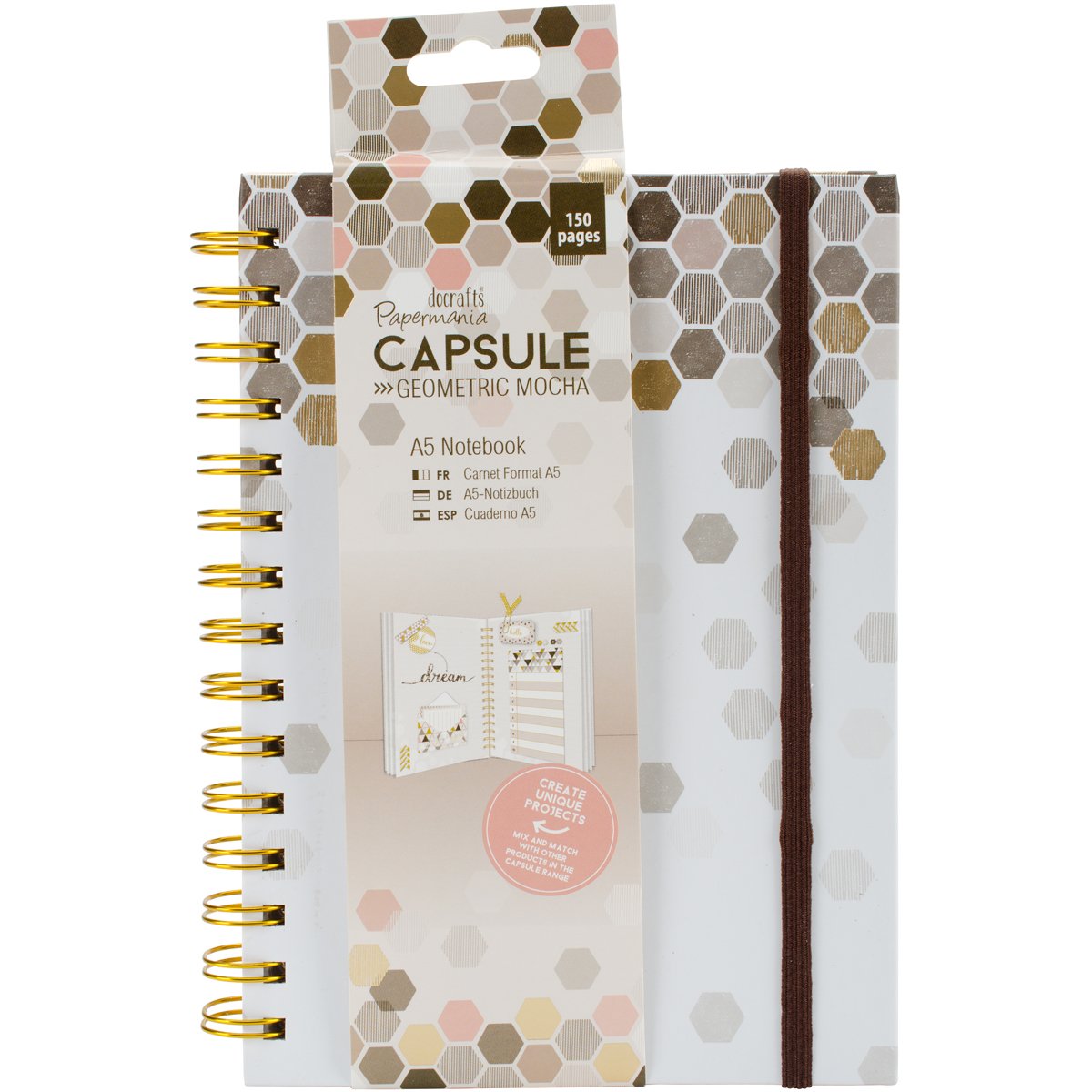Docrafts Geometric Papermania Mocha A5 Notebook