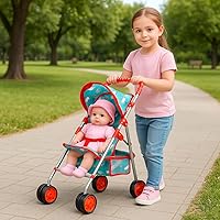 Vista 2 de fash n kolor® - cochecito de muñecas para niños – cochecito plegable para muñecas con cinturón de seguridad y canasta de almacenamiento, juego