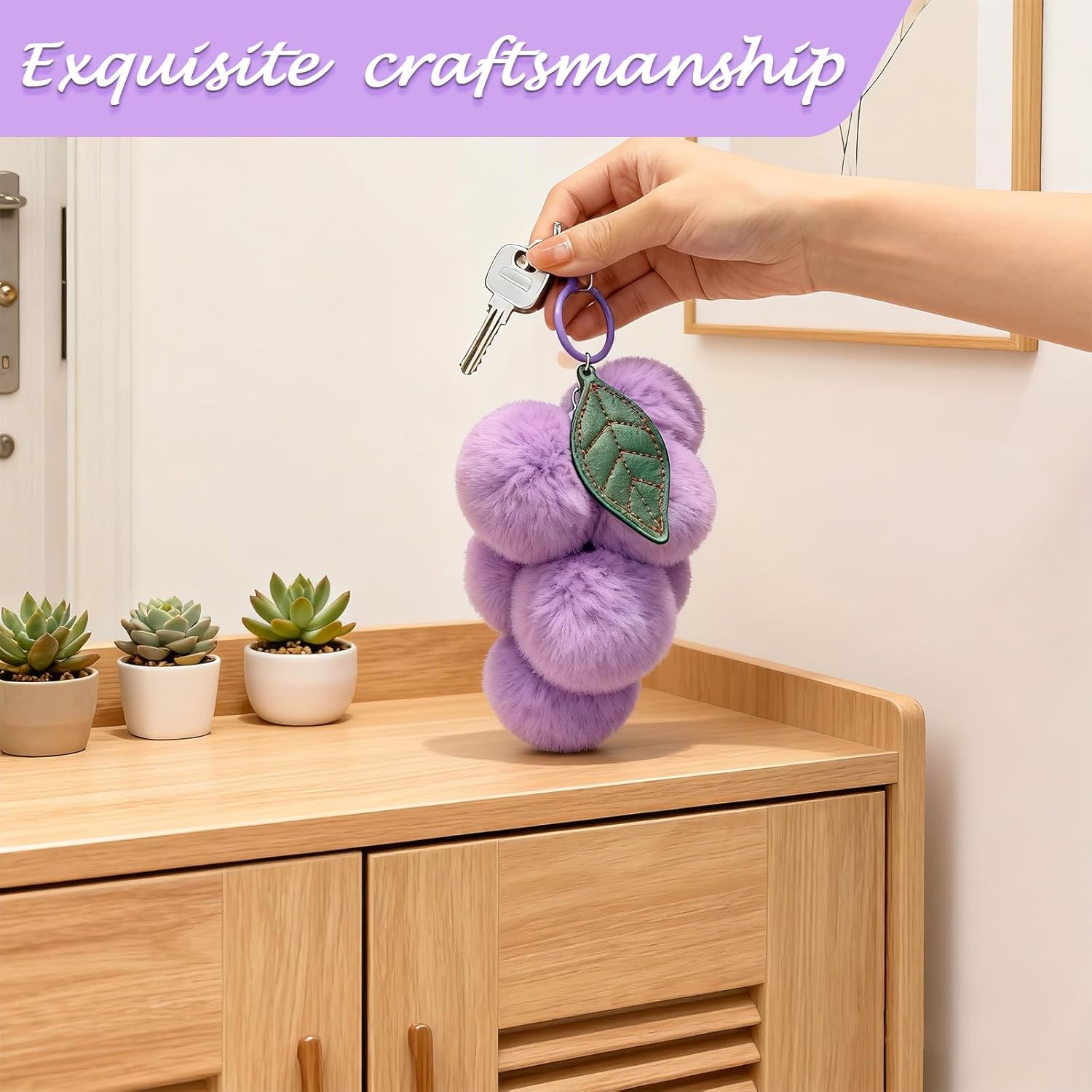 Cute Keychain Purple Grape Key Chain Keychain For Women Girl Bag Purse Backpack Charms - Image 4
