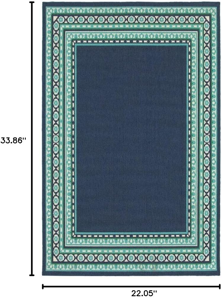 Oriental Weavers M9650B056086ST Meridian Area Rug, 2x3, Navy/Green