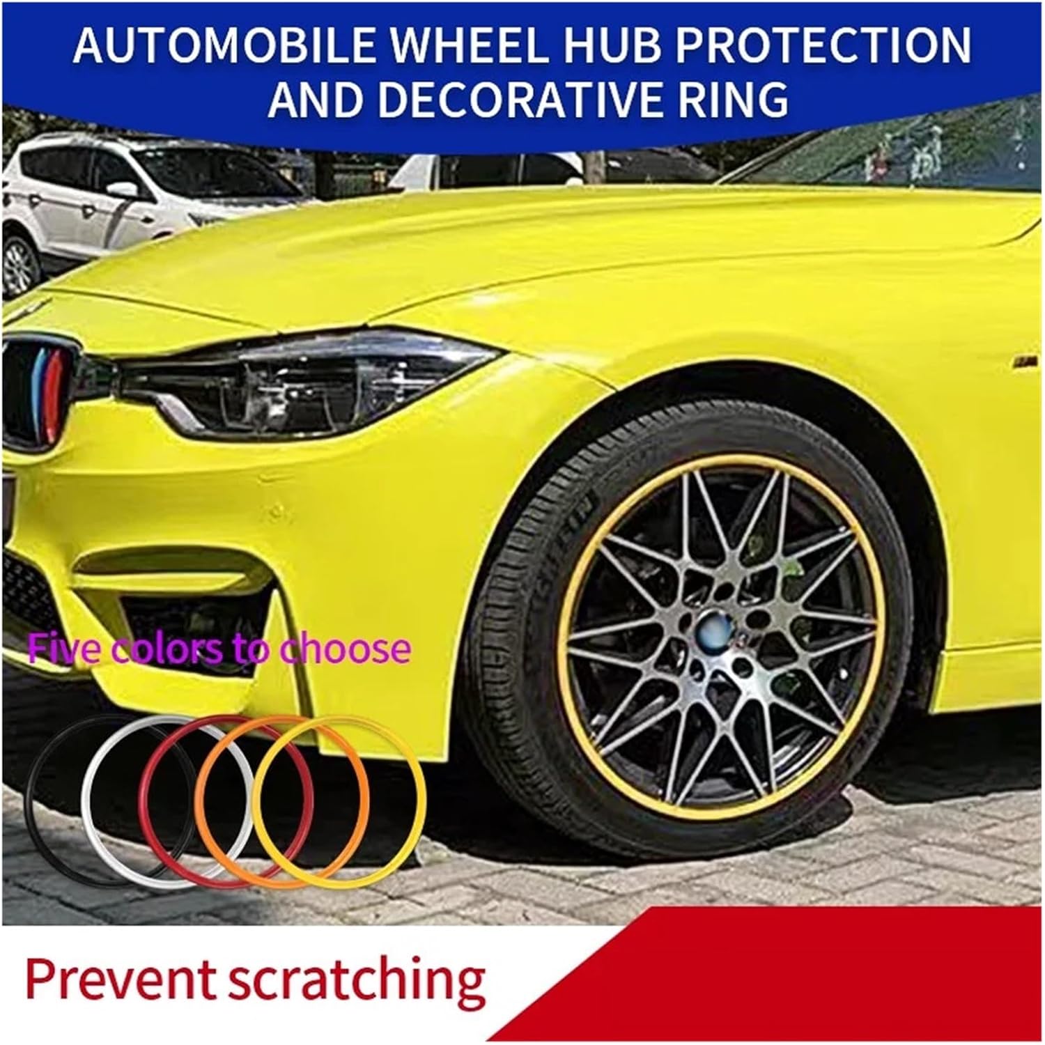 Nylon Material Car wheel hub anti-collision and anti-scratch nylon hard protective ring trolley tire protection(Orange,20)