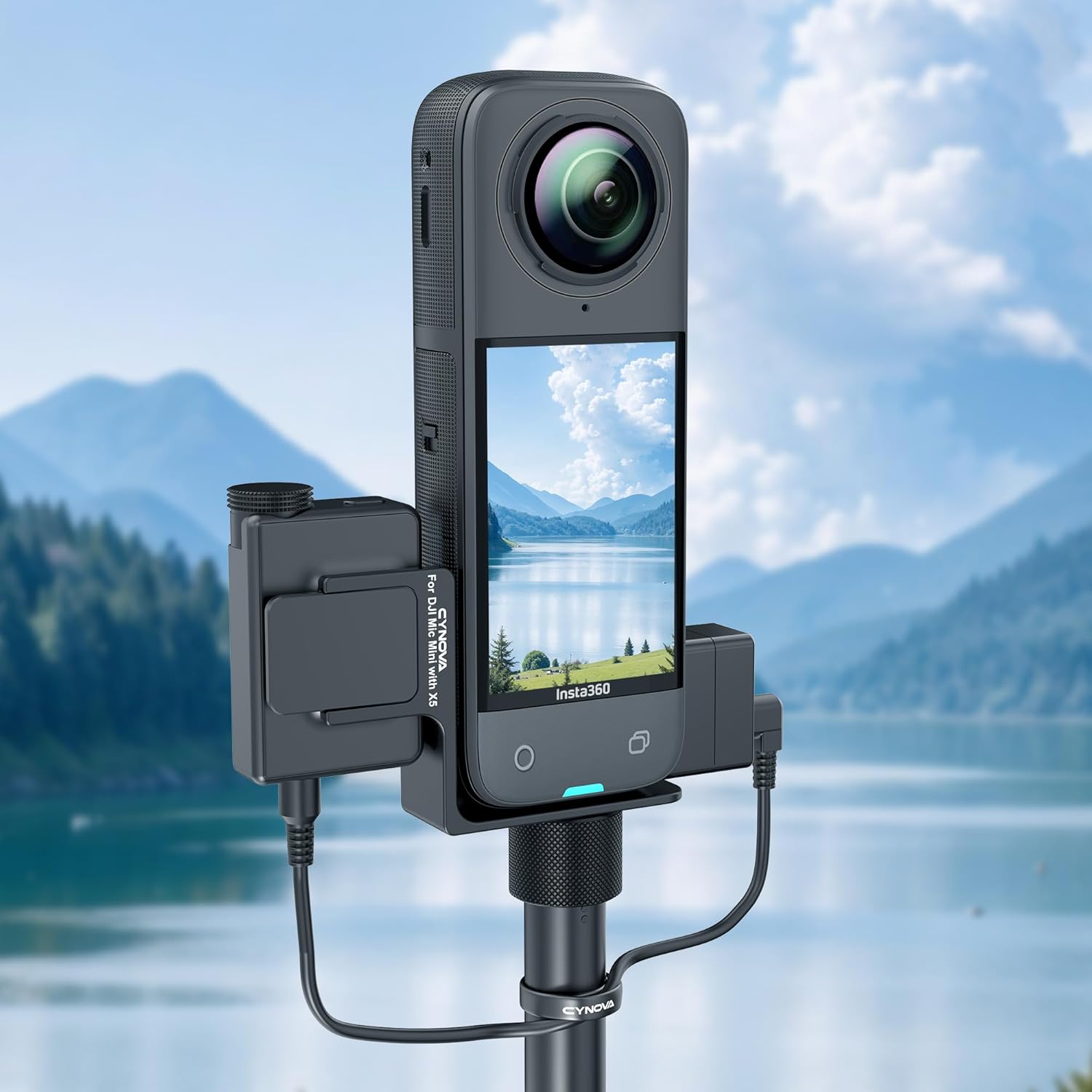 CYNOVA Mount for Insta360 X5 Accessories, Insta 360 X5 Cold Shoe Mount, Invisible Mic Bracket Designed Specifically for DJI Mic Mini(with 3.5mm Audio Cable and Fixed Velcro) - Image 5
