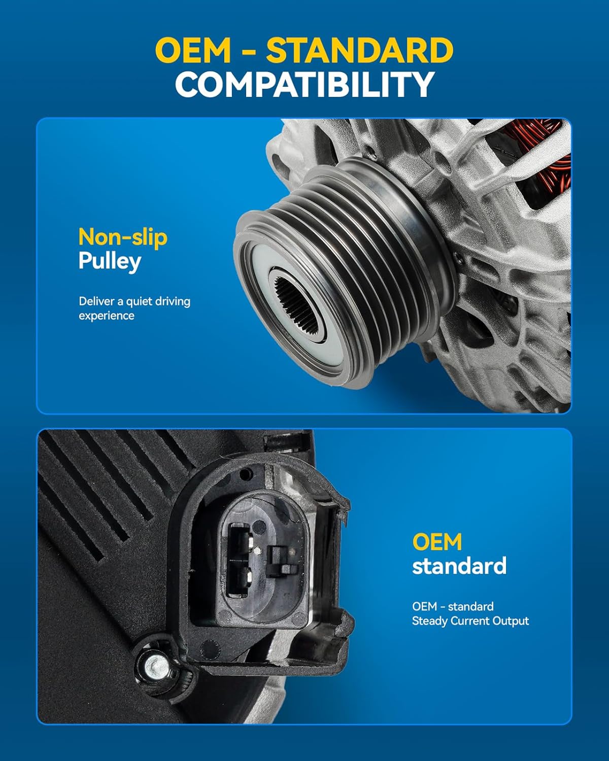 PHILTOP Alternator Compatible with Jetta 2006-2014 2.0T/2011-2015 2.0L/2005-2006 1.9T, Passat 2006-2008 2.0T, GTI 2006-2008, Golf 2010-2014 2.0T Replace 11134N 12V 140Amp CW SC6 6-Groove Pulley