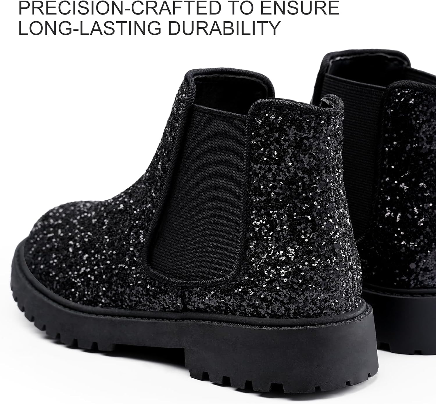 Girls Boots Kids Platform Ankle Boots Glitter Winter Boots For Teen Girls Toddler Boots Elastic Low Heel Girls Booties For Little Kids/Big Kids