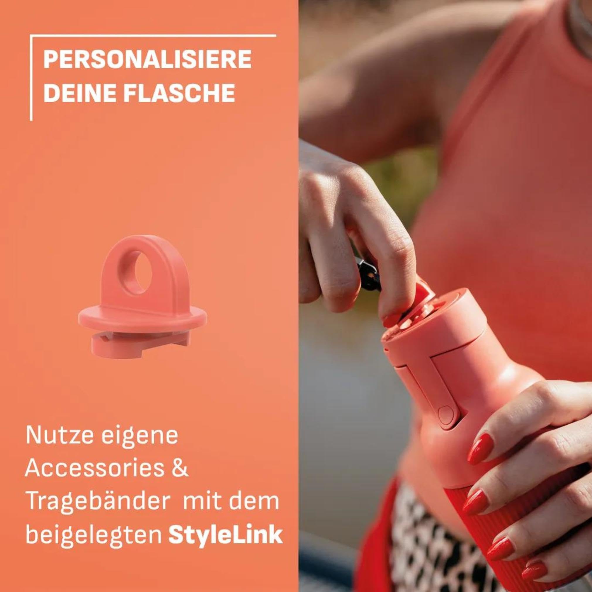EMSA oneClick beYou, Travel Set, 100% Auslaufsicher, beYou Flip Bottle 0,7 L, Food Storage Container 0,5 L, 1,20 L, Orange, N3121550
