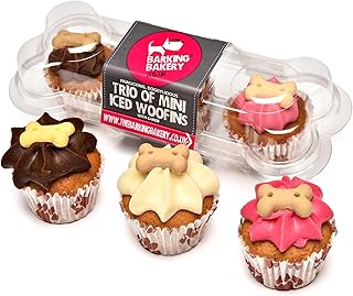 DOG TREATS Trio Mini Iced Woofin. Dog Birthday Cake For Dogs/Puppy. Small Biscuits/Ice Cake Treats. Dog Training Treats/Puppy Training Treats. Bakery Fresh Dog Treat Made In UK By The Barking Bakery.