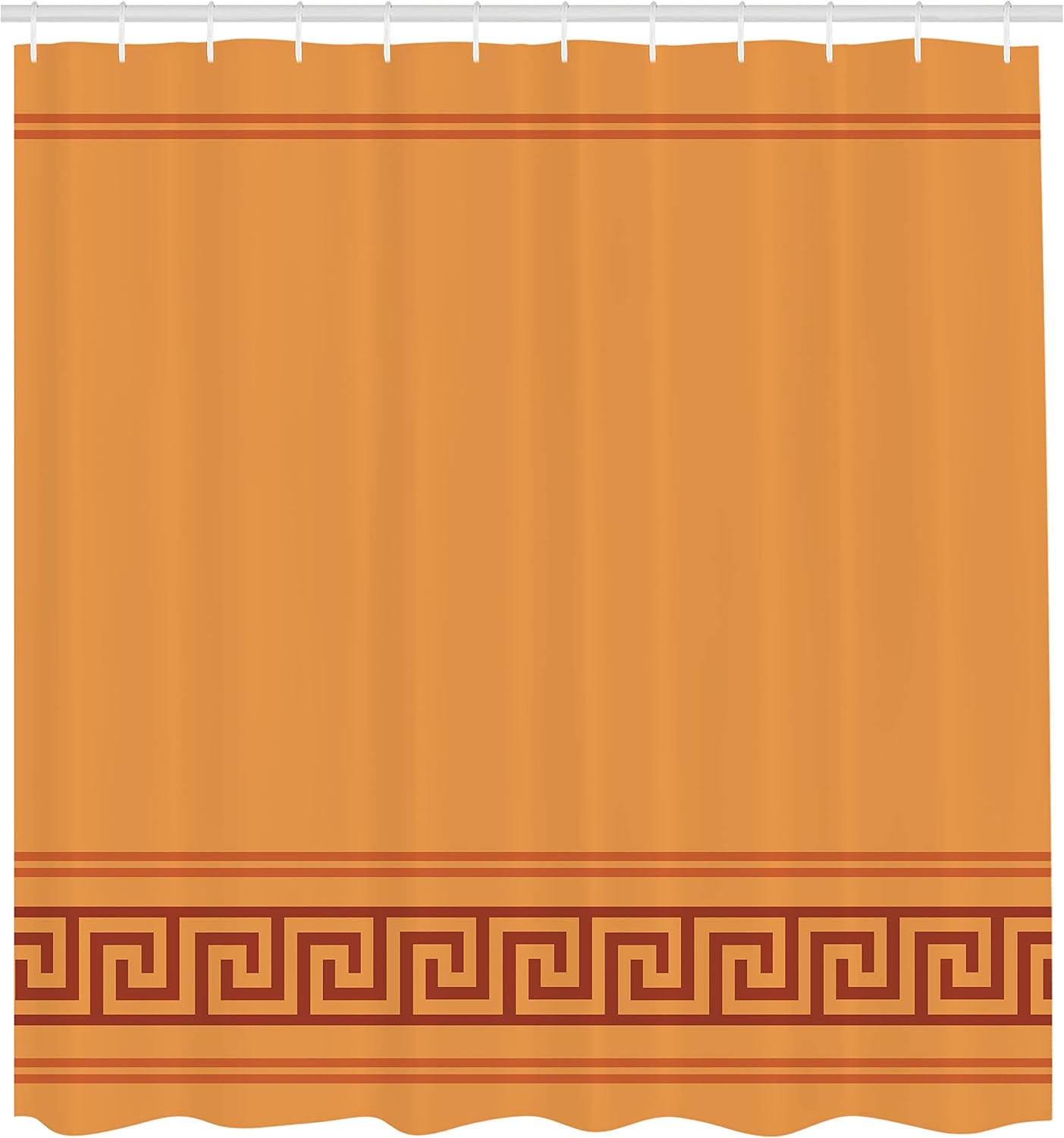 Ambesonne Abstract Shower Curtain, Simplistic Classic Greek Inspired Pattern in Monochrome Design, Cloth Fabric Bathroom Decor Set with Hooks, 69" W x 75" L, Cinnamon Orange