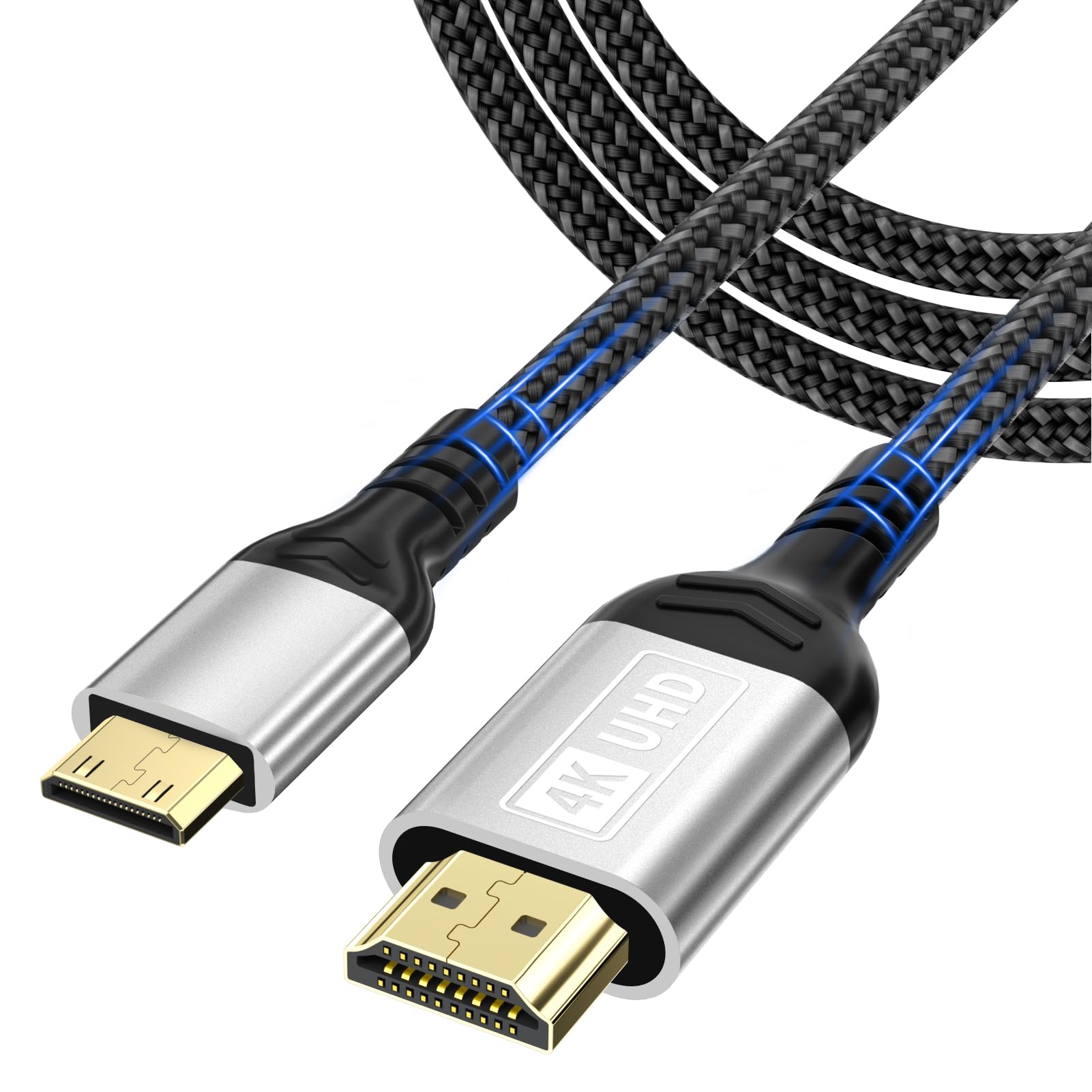 Câble Mini HDMI vers HDMI 3M,4K@60Hz Câble mini hdmi,Câble HDMI vers Mini HDMI Supporte UHD 3D HDR ARC,Compatible avec Raspberry Pi Zero Canon Nikon Caméra Tablette Projecteur Caméscopes
