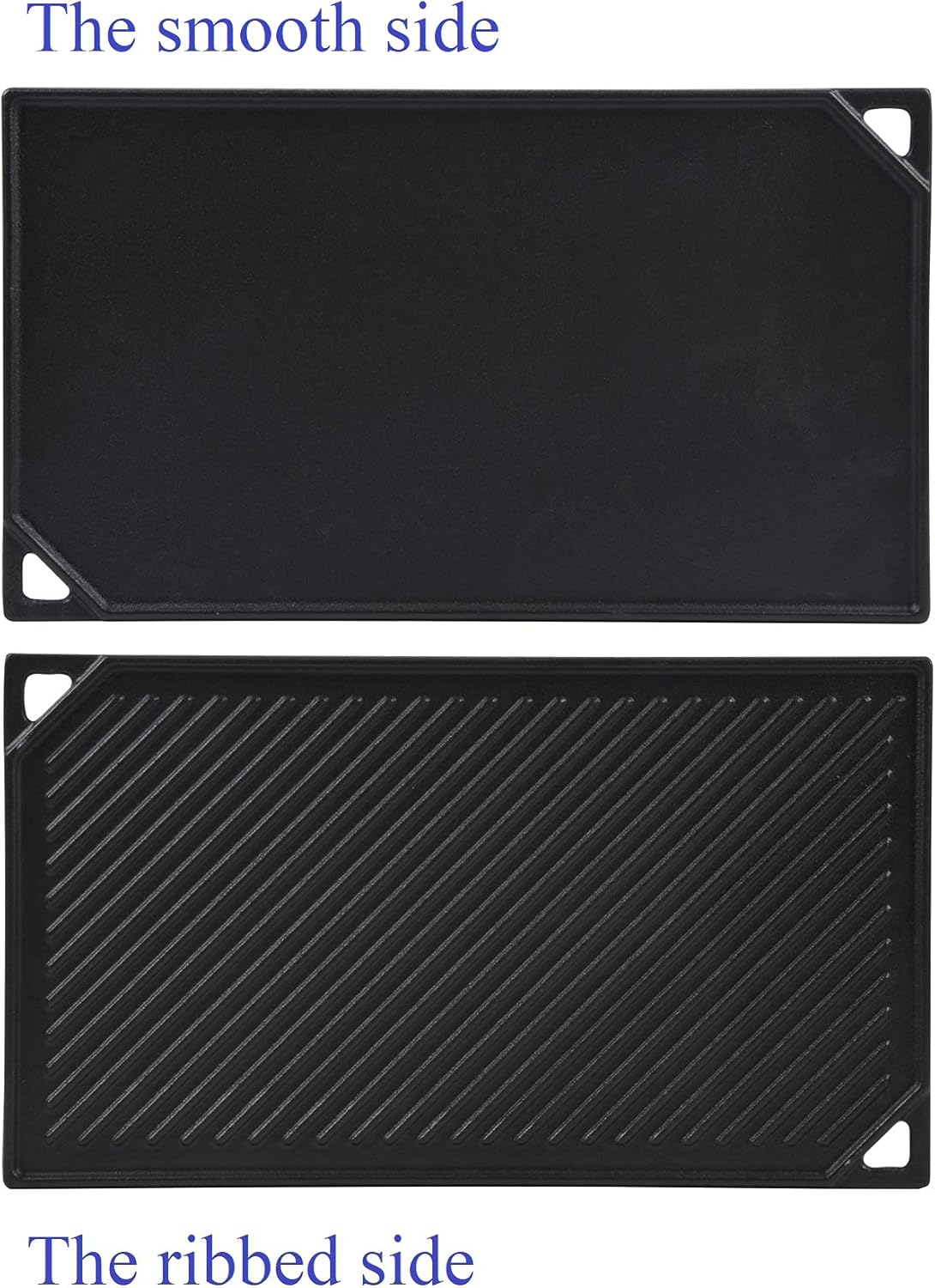 GasSaf Cast Iron Reversible Griddle, 16.5 Inch x 9.5 Inch Double Sided Grill Pan Perfect for Gas Grills and Stove Top: Home & Kitchen