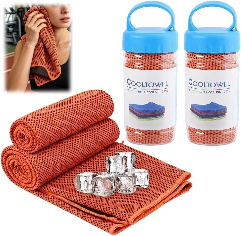 Cooling Towel 2 Pack with Bottle, Cold Towel for Neck