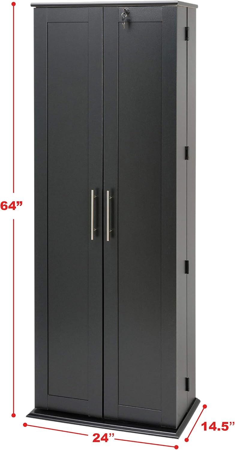 Prepac Grande Locking Media Storage Cabinet with Shaker Doors Storage Cabinet, Black : Home & Kitchen
