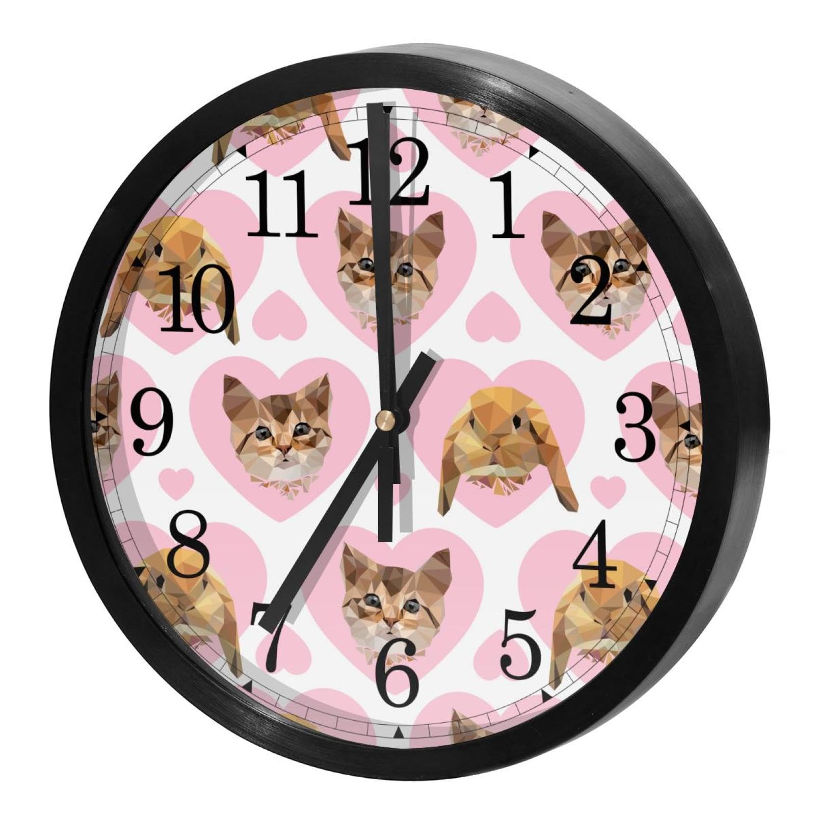 Horloge murale motif chat rose à pile pour égayer les murs d'une chambre d'enfant