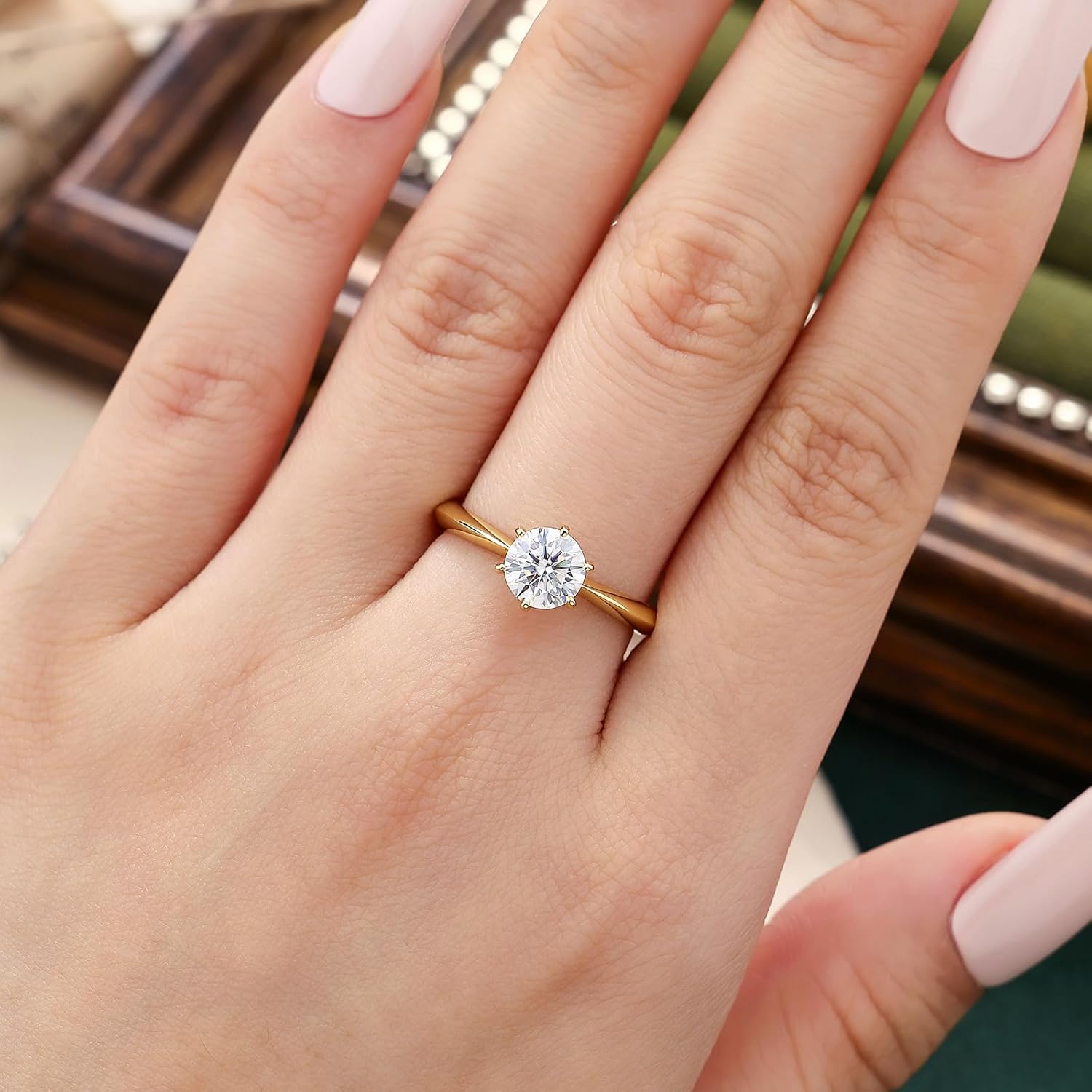 Moissanite Engagement Rings for Women Wedding Band Ring 925 Sterling Silver Round Solitaire Size 4-13 - Image 5