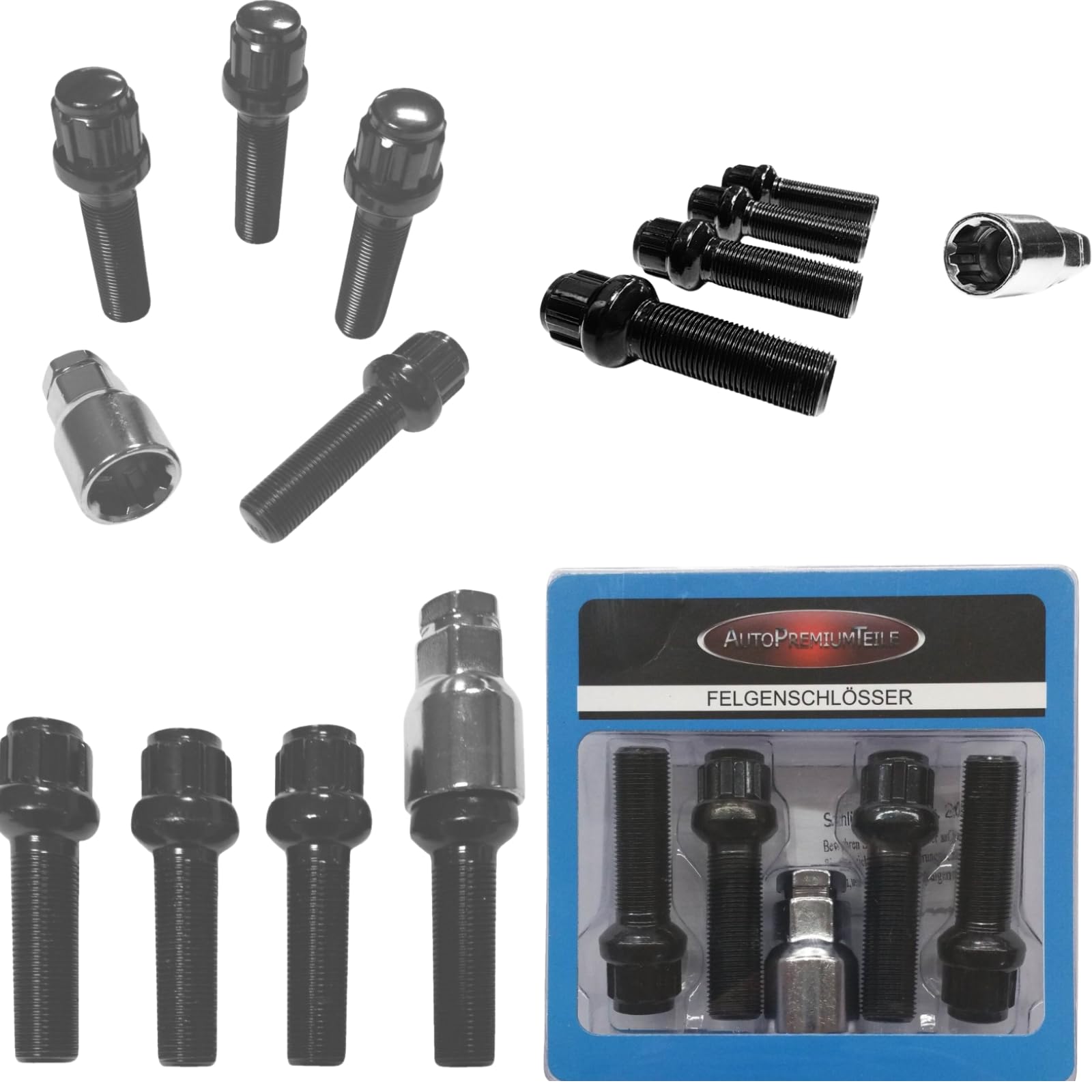 Blokada do felg M15 x 1,25 x 45 mm, ściągacz kulowy R14, kompatybilne z Mercedes GLE Mercedes GLS, 4 x srebrne zamki felg, zestaw 4 szt. zabezpieczeń felg, ochrona przed kradzieżą, śruby kół