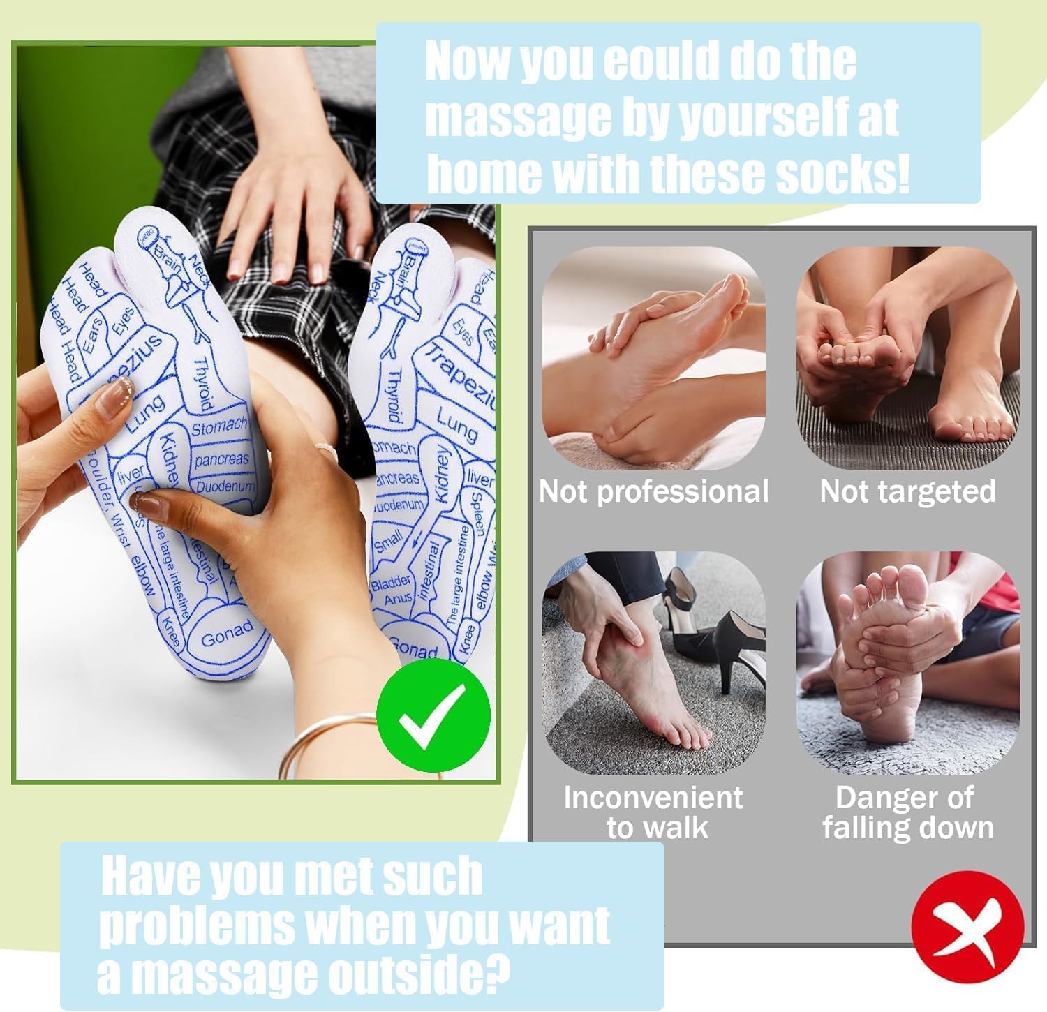 Acupressure Reflexology Socks Set with Trigger Point Tool | Effective Foot Pain Relief and Relaxation | Five-Toe Design for Men and Women