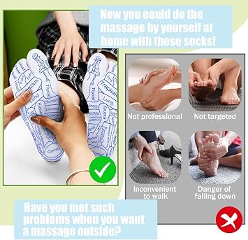 Acupressure Reflexology Socks Set with Trigger Point Tool | Effective Foot Pain Relief and Relaxation | Five-Toe Design for Men and Women