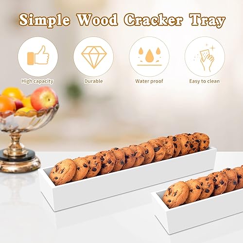 Miniatura 3 de 3 bandejas de madera para servir galletas para servir galletas saladas, soporte rectangular para bandejas de servir galletas para galletas, bandeja