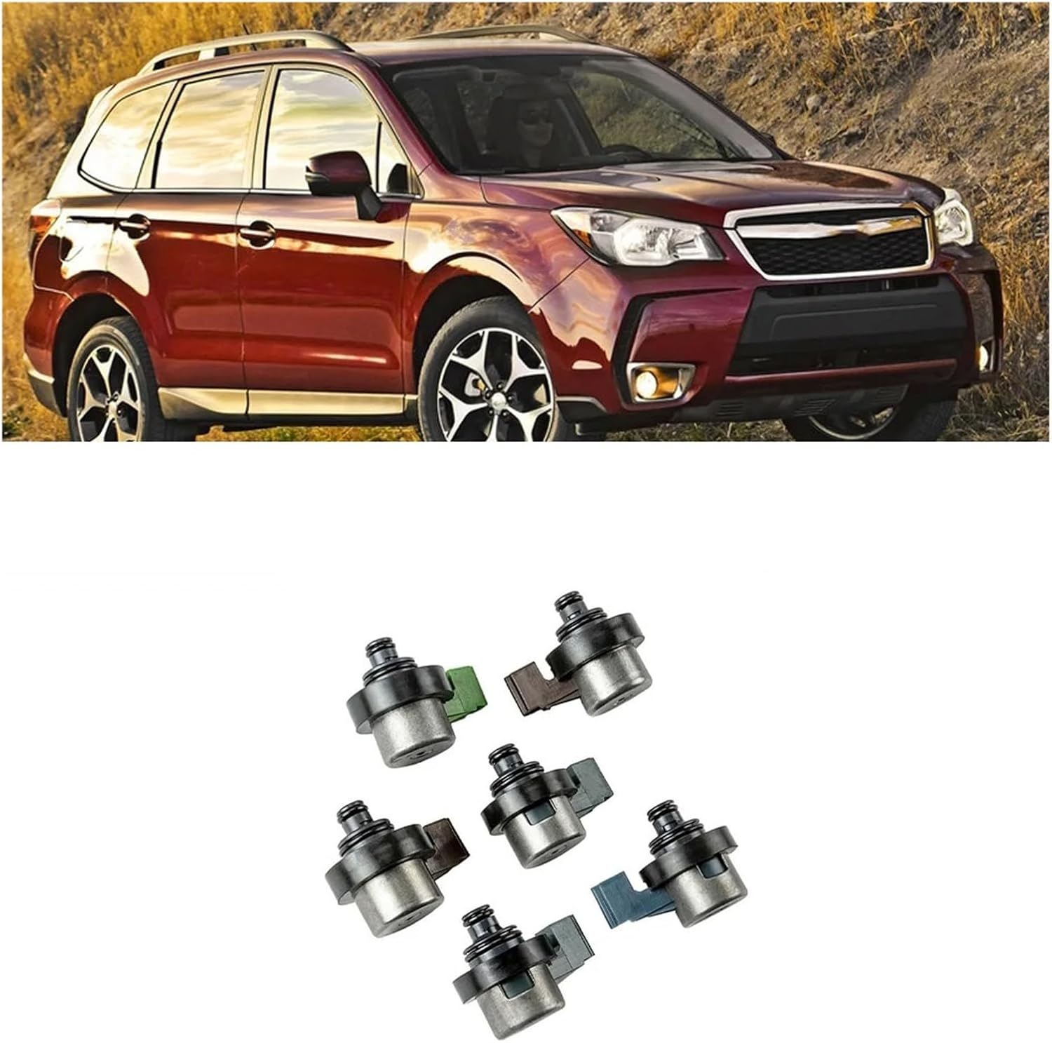6PCS 4EAT Transmission Solenoids Kit Compatible With Subaru Forester 2.5 Outback 31939-AA191 31939AA150 31939AA190