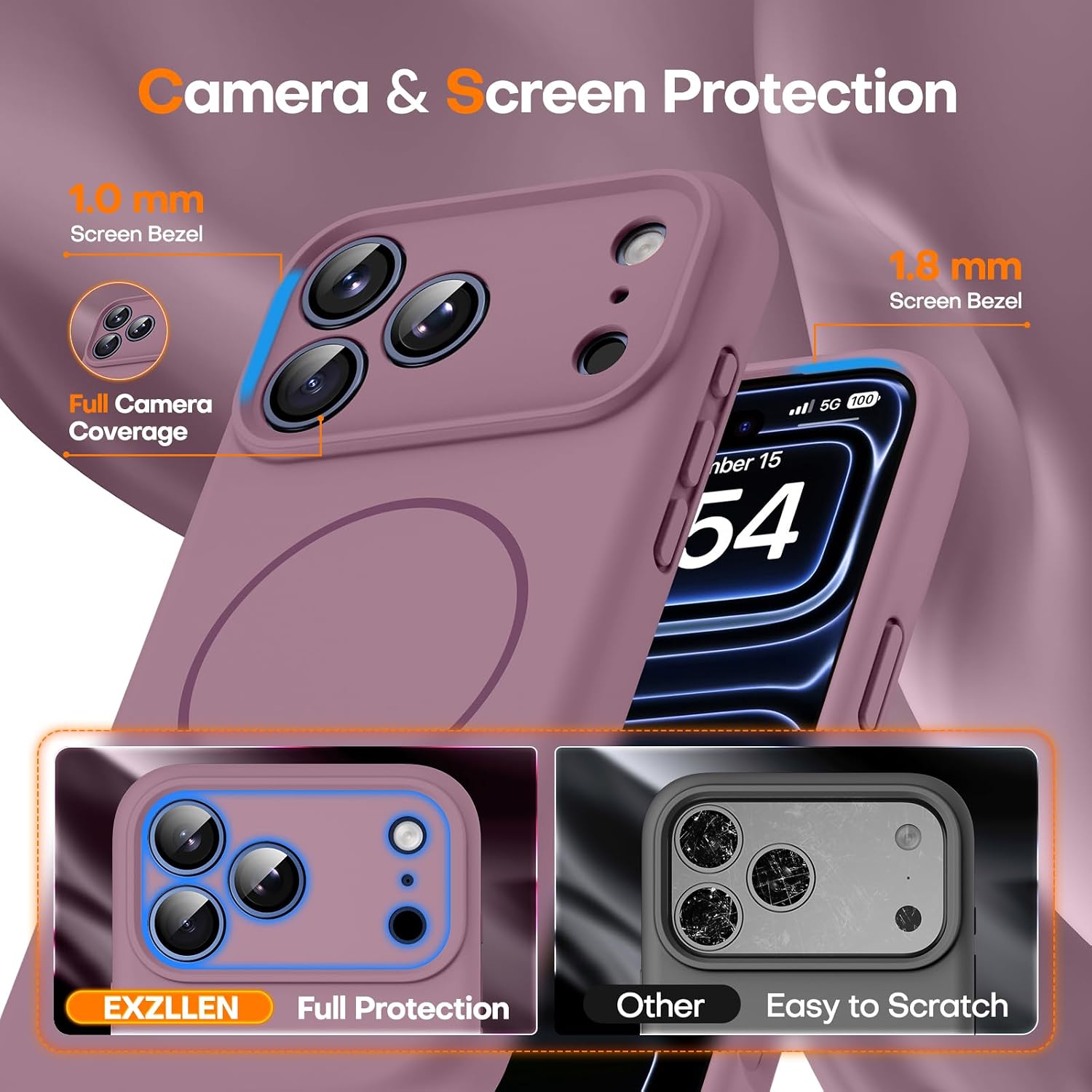 Magnetic for iPhone 17 Pro Max / 18 Pro Max Case, Silicone, Lilac Purple image 4