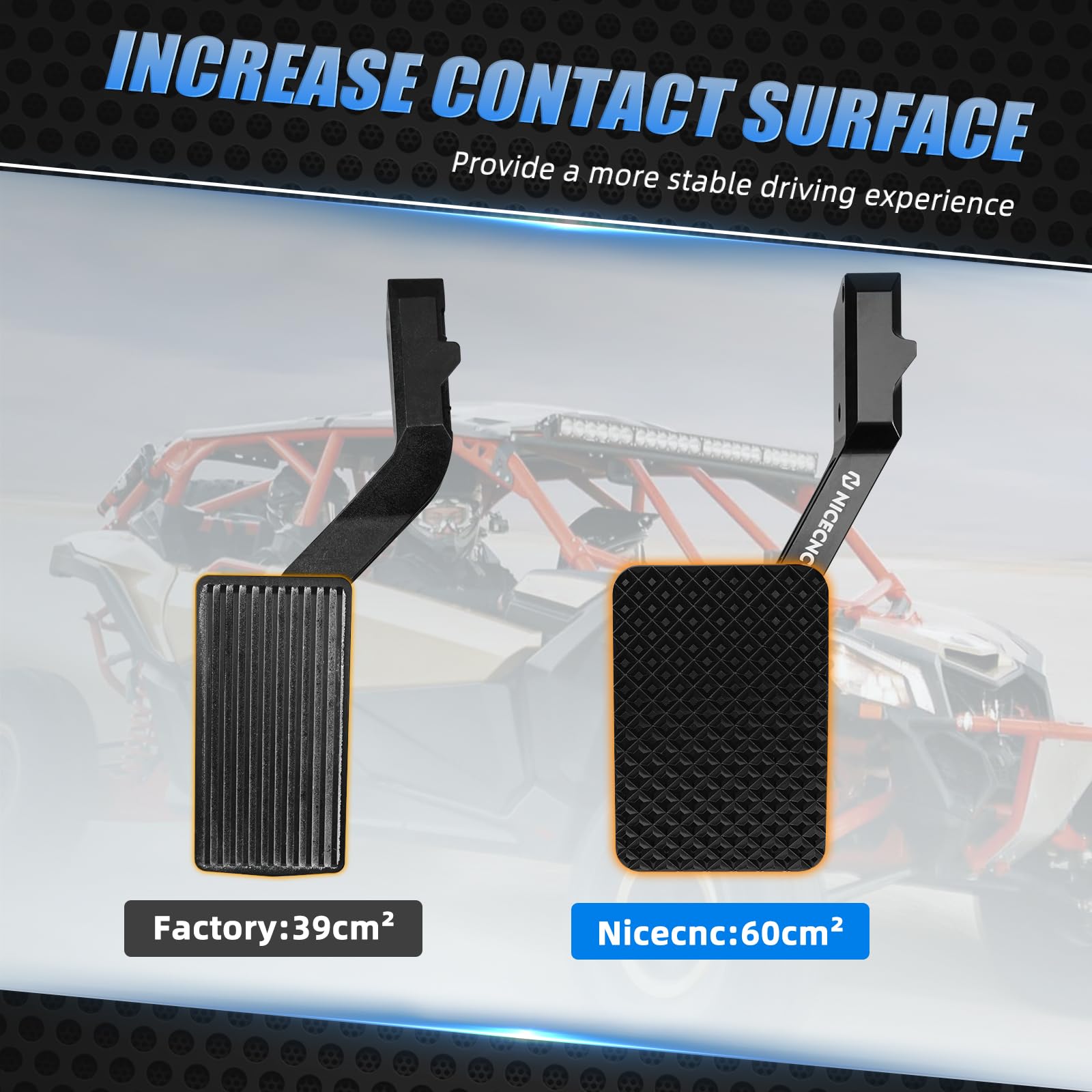 NICECNC Extensión de Pedal del Acelerador X3 Negro de Aluminio Compatible con Can-Am Maverick X3 RR 4x4 RS Turbo DPS 2022 2023, Maverick X3 MAX RR 4x4 RS Turbo DPS 2022 2023, Extensor de Pedal de