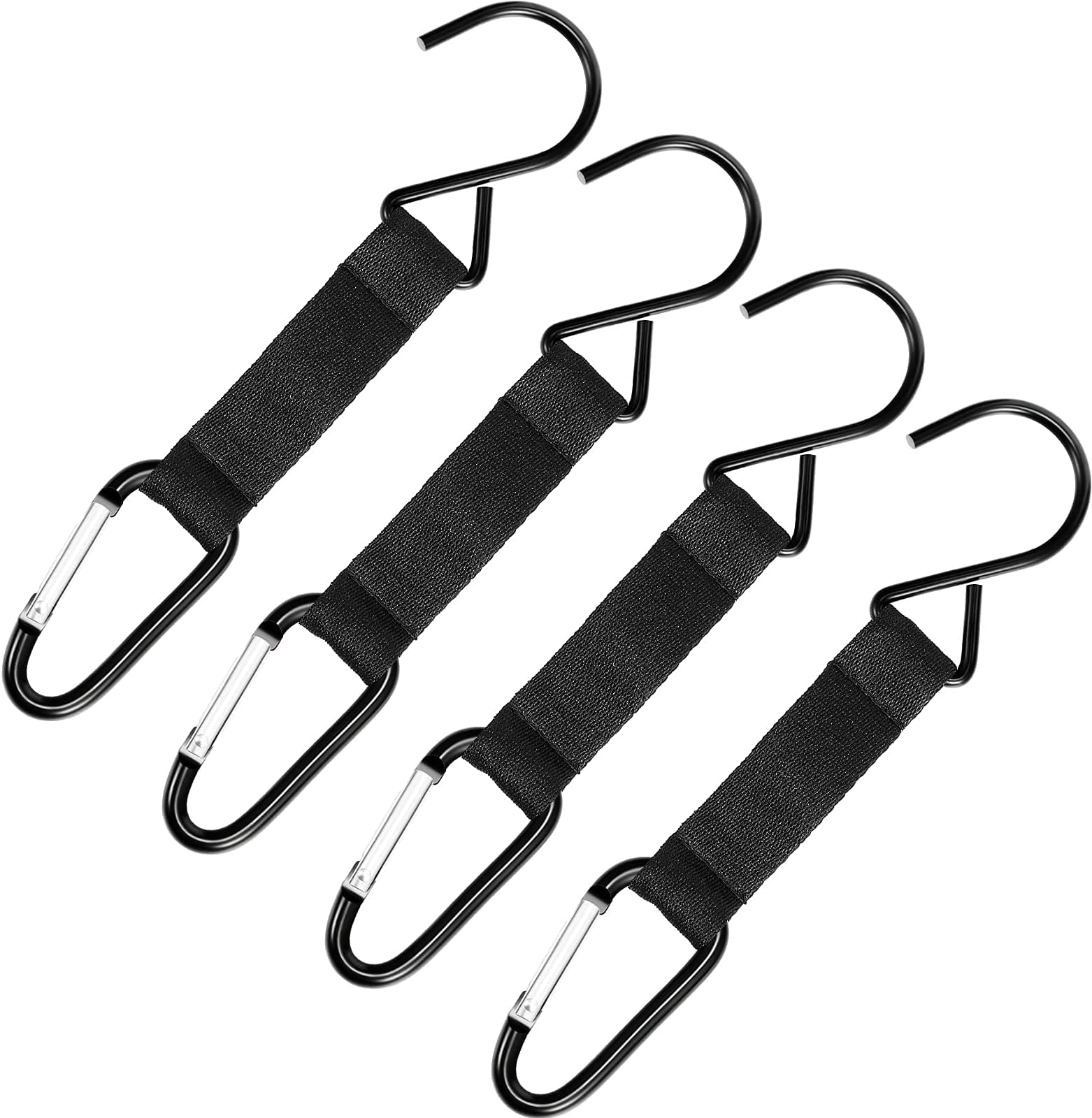 Sumind 4 Pcs Fence Hooks for Baseball Bag Nylon Safety Buckles Metal Fence Hooks Multifunctional Hanging Buckles for Softball Football Tennis Outdoor Sport Equipment Water Cup Backpack(Black)