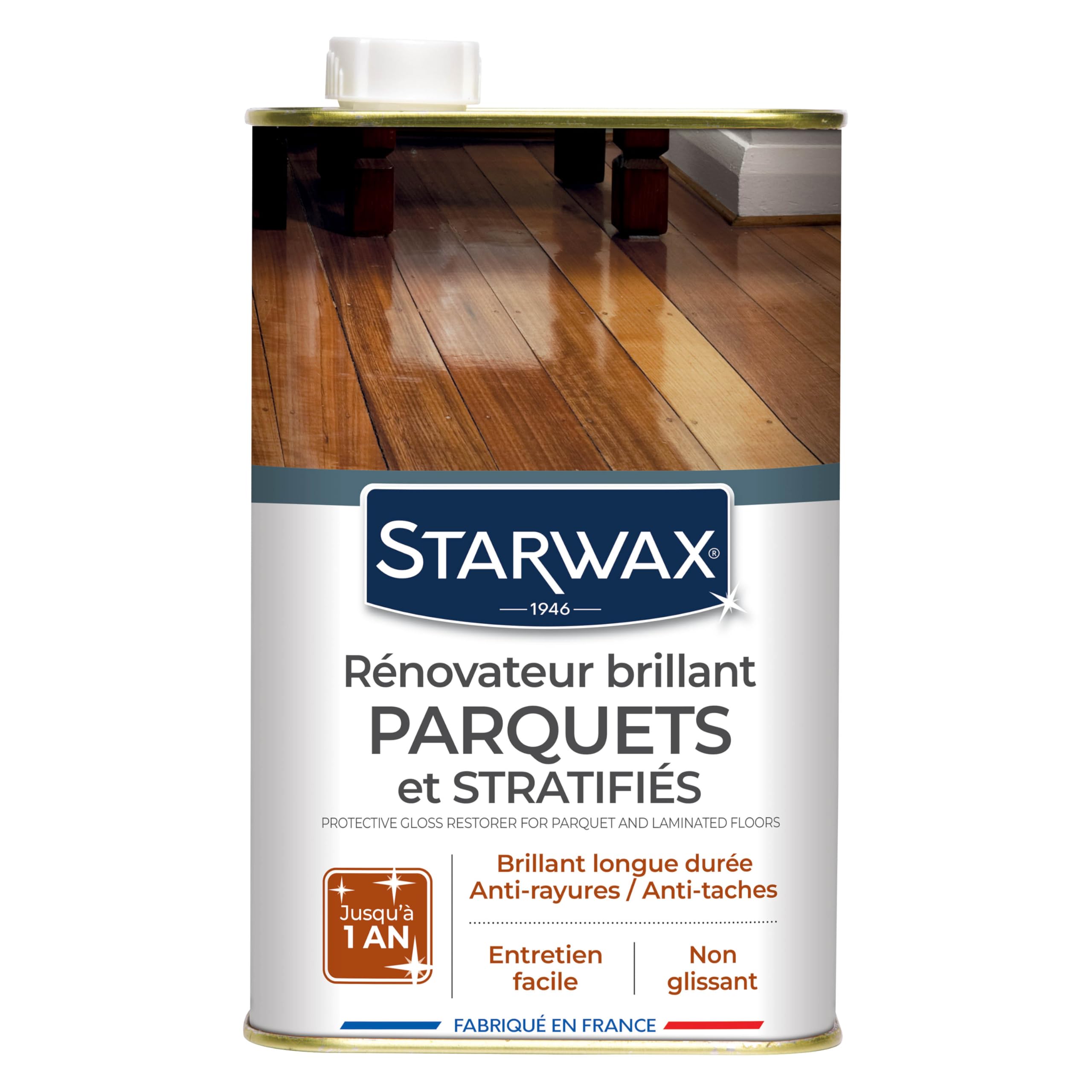 STARWAX - Renovador Brillante Protector para Parquets Barnizados y Suelos Laminados - Aporta Brillo, Protege y Disimula Arañazos - Antimanchas y Antidesgaste- 1L - hasta 30 m²