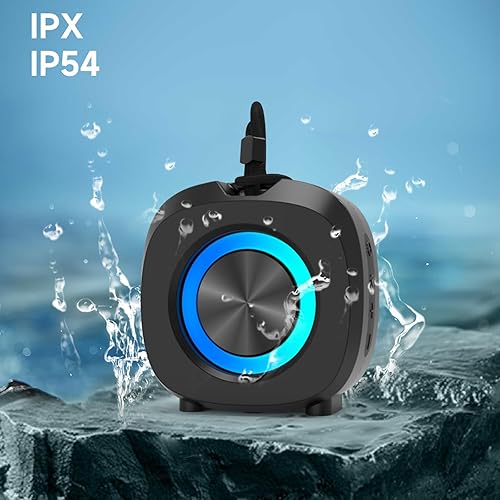 Miniatura 2 de Altavoces Bluetooth portátiles, altavoces TWS con luces RGB, mini altavoz inalámbrico IPX5 impermeable con sonido estéreo fuerte, 15 horas de