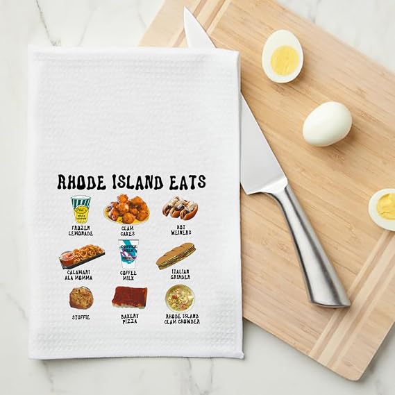 MYSOMY Rhode Island Eats Kitchen Towel Rhode Island Lover Gift Rhode Island Souvenir Towel Chef Gift (Rhode Island Towel3)