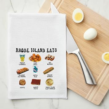 MYSOMY Rhode Island Eats Kitchen Towel Rhode Island Lover Gift Rhode Island Souvenir Towel Chef Gift (Rhode Island Towel3)