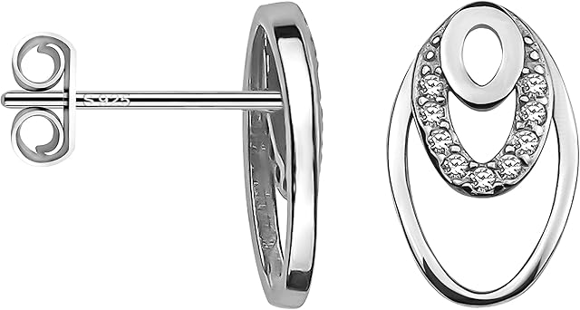SOFIA MILANI - Women's Earrings 925 Silver - with Zirconia Stones - Oval Stud Earrings - 20640