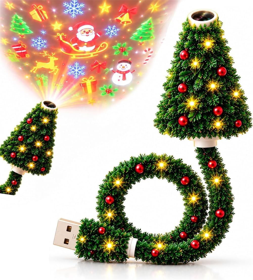 Christmas Projector Indoor Light, Plug and Play HD Christmas Projector USB